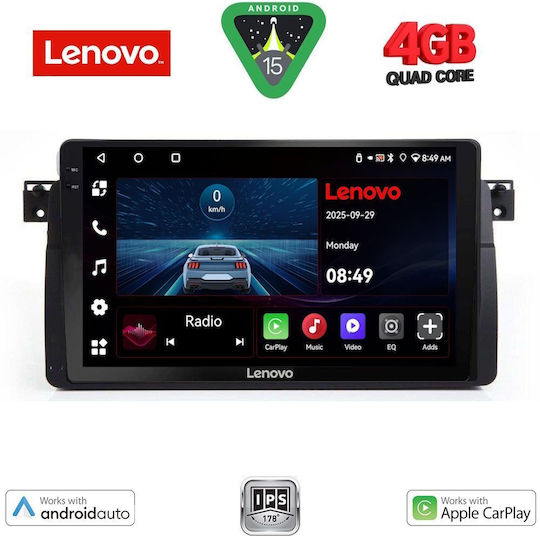 Lenovo Car Audio System for BMW E46 1998-2005 (Bluetooth/USB/AUX/WiFi/GPS/Apple-Carplay/Android-Auto) with Touch Screen 9"