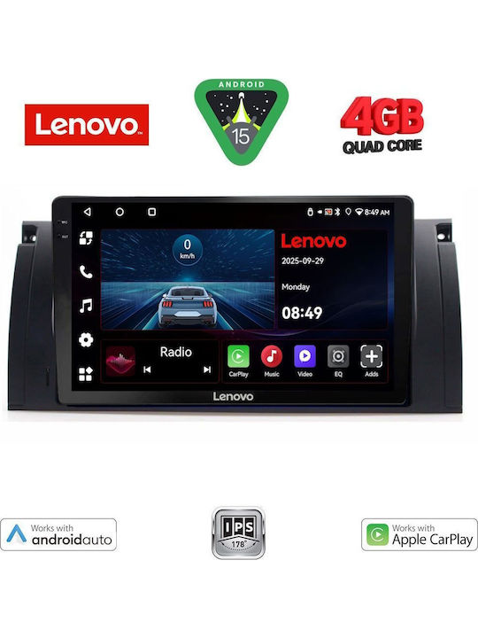 Lenovo Car Audio System for BMW Series 5 (E39) / X5 (E53) 1997-2005 (Bluetooth/USB/AUX/WiFi/GPS/Apple-Carplay/Android-Auto) with Touch Screen 9"