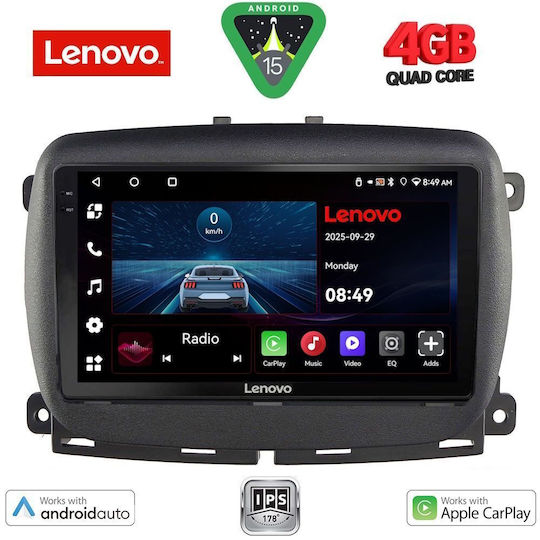 Lenovo Car Audio System for Fiat 500 2016 (Bluetooth/USB/AUX/WiFi/GPS/Apple-Carplay/Android-Auto) with Touch Screen 9"