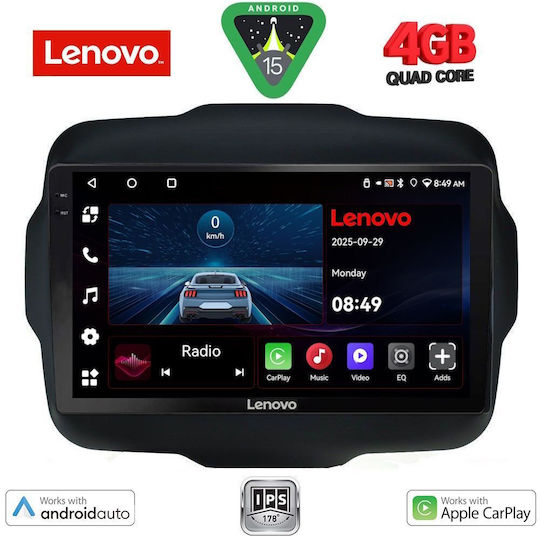 Lenovo Car Audio System for Jeep Renegade 2014 (Bluetooth/USB/AUX/WiFi/GPS/Apple-Carplay/Android-Auto) with Touch Screen 9"