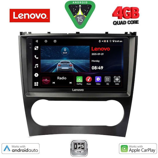 Lenovo Ηχοσύστημα Αυτοκινήτου για Mercedes-Benz CLK Class 2004-2008 (Bluetooth/USB/AUX/WiFi/GPS/Apple-Carplay/Android-Auto) με Οθόνη Αφής 9"