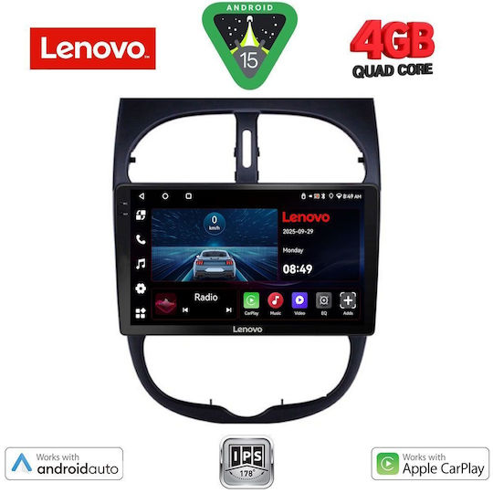 Lenovo Ηχοσύστημα Αυτοκινήτου για Peugeot 206 1998-2006 (Bluetooth/USB/AUX/WiFi/GPS/Apple-Carplay/Android-Auto) με Οθόνη Αφής 9"