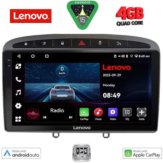 Lenovo Car Audio System for Peugeot 308 / RCZ 2007-2012 (Bluetooth/USB/AUX/WiFi/GPS/Apple-Carplay/Android-Auto) with Touch Screen 9"