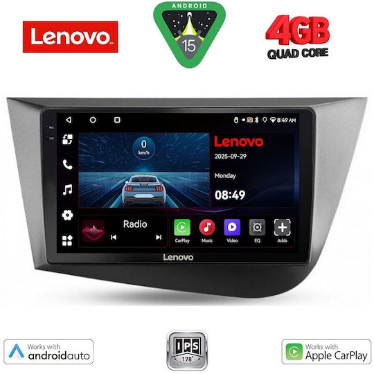 Lenovo Auto-Audiosystem für Seat Leon 2005-2012 (Bluetooth/USB/AUX/WiFi/GPS/Apple-Carplay/Android-Auto) mit Touchscreen 9"
