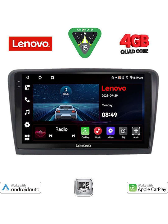 Lenovo Car Audio System for Skoda Rapid 2012 (Bluetooth/USB/AUX/WiFi/GPS/Apple-Carplay/Android-Auto) with Touch Screen 9"