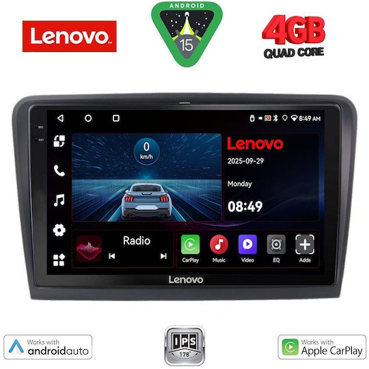 Lenovo Car Audio System for Skoda Superb 2008-2015 (Bluetooth/USB/AUX/WiFi/GPS/Apple-Carplay/Android-Auto) with Touch Screen 10"