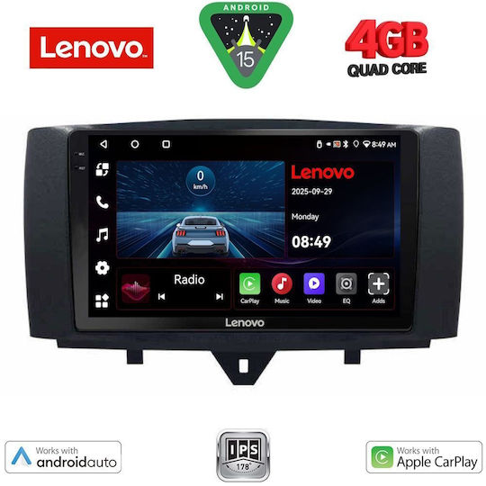 Lenovo Car Audio System for Smart ForTwo 2010-2015 (Bluetooth/USB/AUX/WiFi/GPS/Apple-Carplay/Android-Auto) with Touch Screen 9"