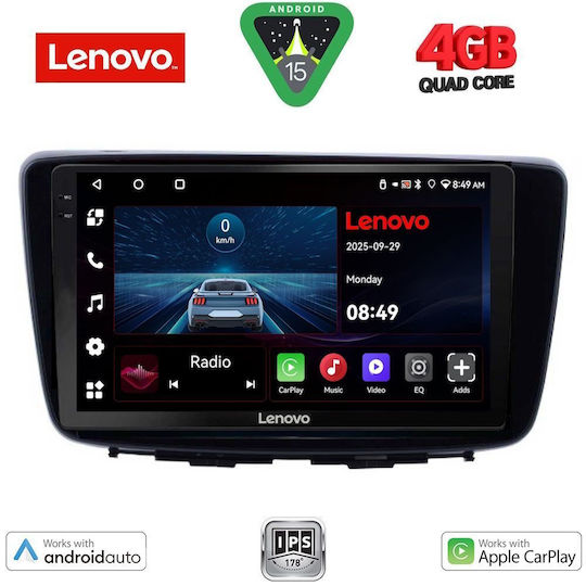 Lenovo Ηχοσύστημα Αυτοκινήτου για Suzuki Baleno 2016-2022 (Bluetooth/USB/AUX/WiFi/GPS/Apple-Carplay/Android-Auto) με Οθόνη Αφής 9"