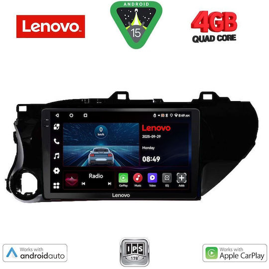 Lenovo Car Audio System for Toyota Hilux 2017 (Bluetooth/USB/AUX/WiFi/GPS/Apple-Carplay/Android-Auto) with Touch Screen 10"