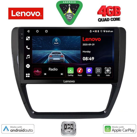 Lenovo Car Audio System for Volkswagen Jetta 2010-2016 (Bluetooth/USB/AUX/WiFi/GPS/Apple-Carplay/Android-Auto) with Touch Screen 10"