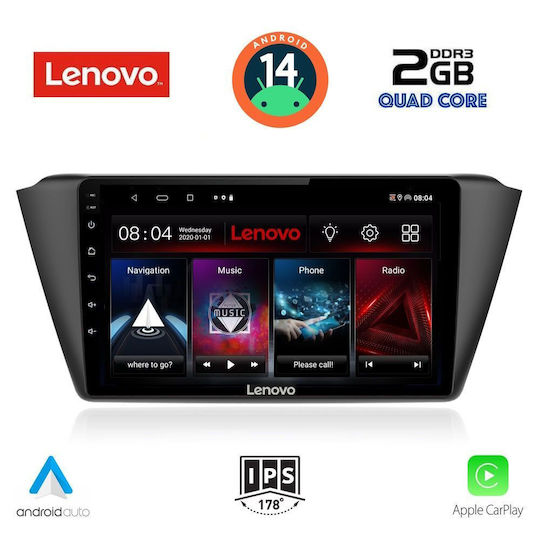 Lenovo Car Audio System for Skoda Fabia 2015 (Bluetooth/USB/AUX/WiFi/GPS/Apple-Carplay/Android-Auto) with Touch Screen 9"