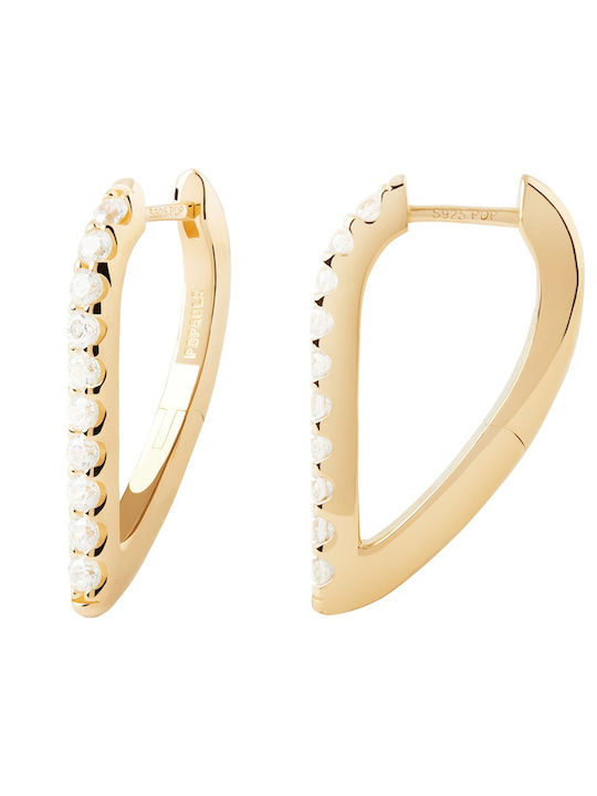 Kritsimis Earrings Hoops made of Silver Gold Plated with Stones