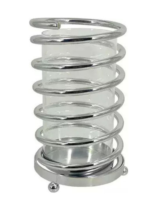 Marhome Candle Holder Metal in Silver Color 13x13x22cm 1pcs