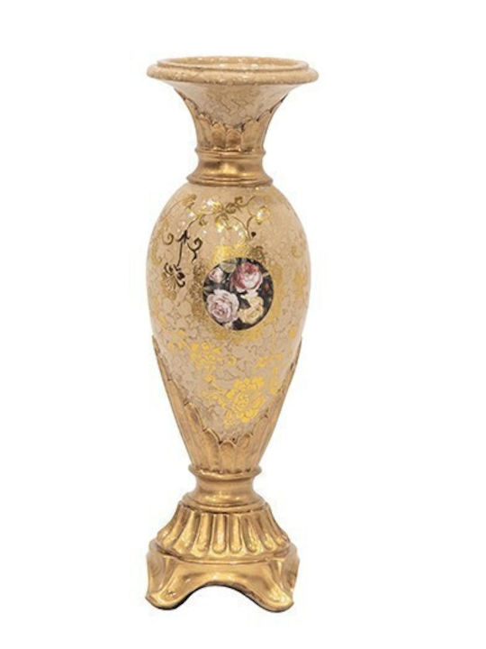 Candle Holder Polyresin in Beige Color 11x11x34cm 1pcs