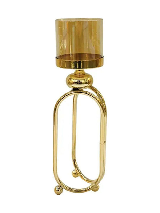 Marhome Candle Holder Glass in Gold Color 11x11x31cm 1pcs