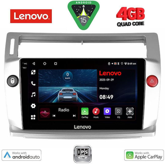 Lenovo Car Audio System for Citroen C4 2004-2011 (Bluetooth/USB/AUX/WiFi/GPS/Apple-Carplay/Android-Auto) with Touch Screen 9"