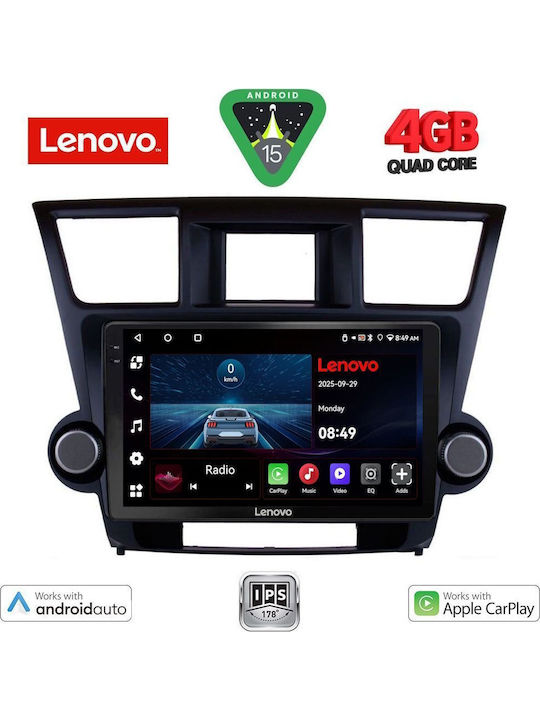 Lenovo Car Audio System for Toyota Highlander 2008-2015 (Bluetooth/USB/AUX/WiFi/GPS/Apple-Carplay/Android-Auto) with Touch Screen 9"