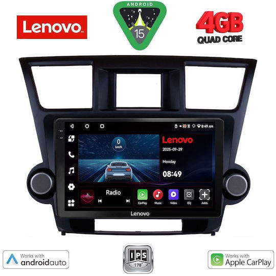 Lenovo Car Audio System for Toyota Highlander 2008-2015 (Bluetooth/USB/AUX/WiFi/GPS/Apple-Carplay/Android-Auto) with Touch Screen 9"