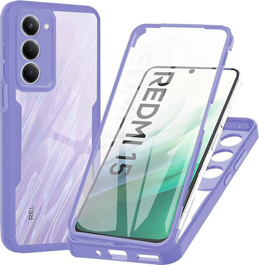 Techsuit ColorVerse 360 Vollschutz Silikon Set mit gehärtetem Glas Lila (Redmi 15)