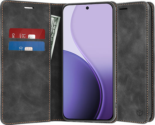 Techsuit Confy Cover Book Σιλικόνης / Δερματίνης Μαύρο (Oppo Reno14F)