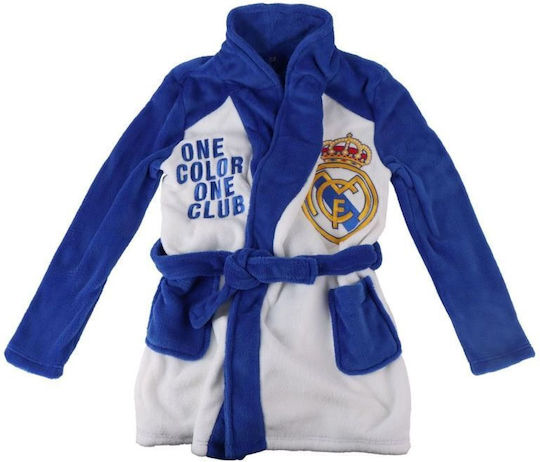 Real Madrid Kids Hooded Bathrobe Blue