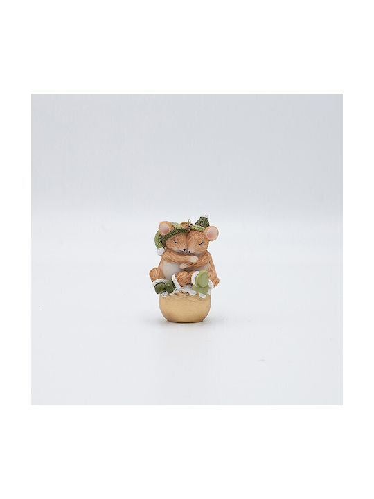 Hängendes Ornament Maus Polyresin Braun 4x6.5cm Set 6Stück