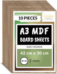 Creative Deco 10 X A3 Eichen-MDF-Brett 420 X 300 X 3 Mm MDF-Bretter Diy Handarbeiten Ideal Pyrographie Lasergravur Modellierung Fräsen Cnc Plotter Stichsäge