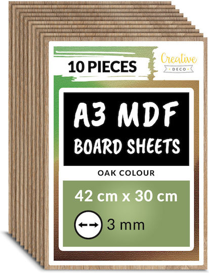 Creative Deco 10 X A3 Eichen-MDF-Brett 420 X 300 X 3 Mm MDF-Bretter Diy Handarbeiten Ideal Pyrographie Lasergravur Modellierung Fräsen Cnc Plotter Stichsäge
