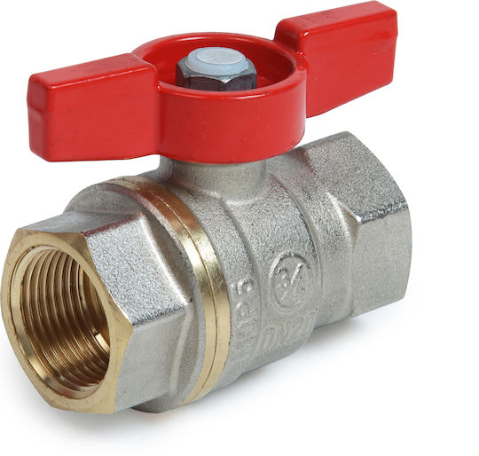 Comutatoare si robinete apa Giacomini R951x024 cu conector filet interior 3/4” Nichelate din alamă cu mâner în T roșu