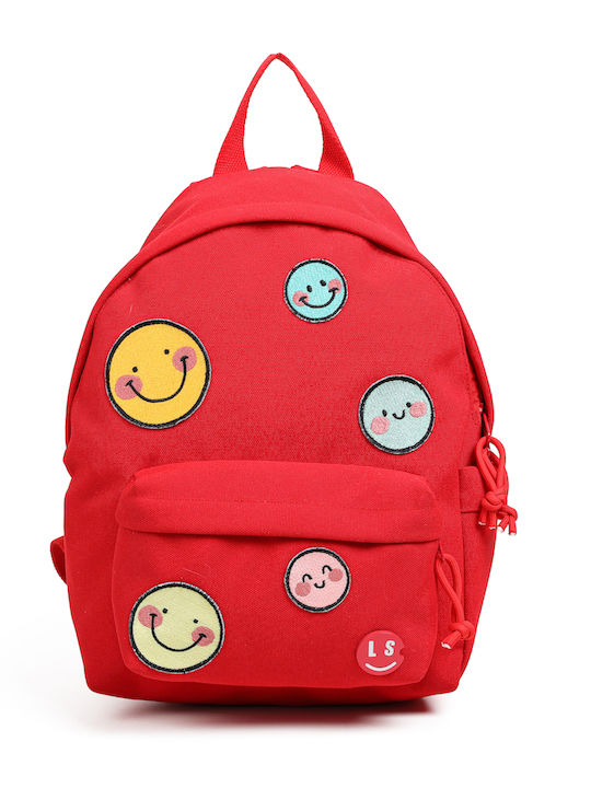 Lyc Sac School Bag Shoulder Kindergarten with Water Bottle Holder Red 10L 23 x 15.5 x 35cm