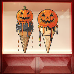 Halloween Schaufenster- und Wandsticker Eiscreme Kürbisse 100x90cm