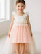 Kinderkleid Ärmellos Tüll Set aus Zubehör Rosa