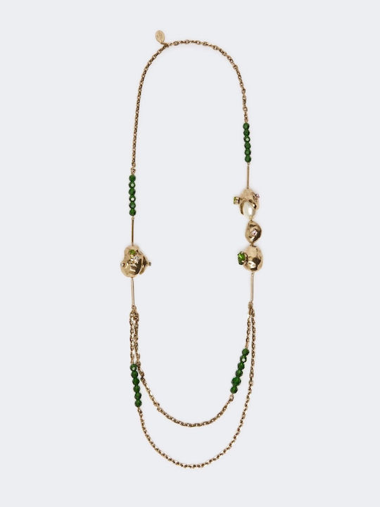 Weekend Maxmara Κολιέ Διπλό Επιχρυσωμένο
