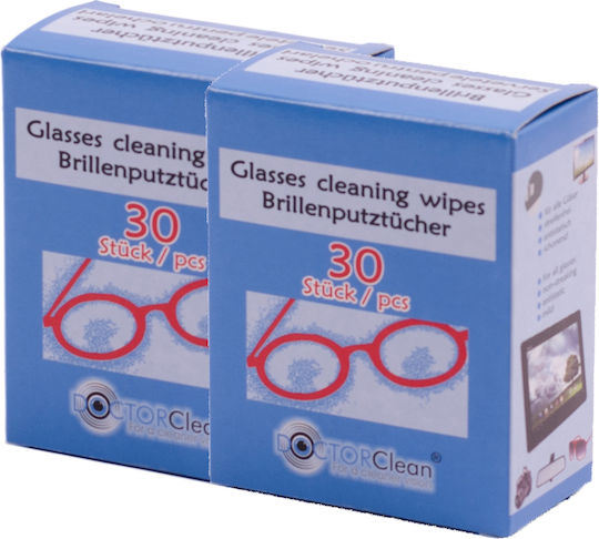 Set 2 X Doctor Clean Șervețele Pentru Curățarea Ochelarilor Pachet 30 Bucăți Curățare Lentile Ecrane Suprafețe Optice
