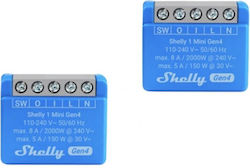 Shelly 1 Mini Gen4 Smart Switch Wi-Fi, Bluetooth & ZigBee 8A (με Ουδέτερο) 2τμχ