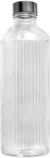Uniglass Vertis Wasserflasche Glas mit Schraubdeckel Silber 1000ml