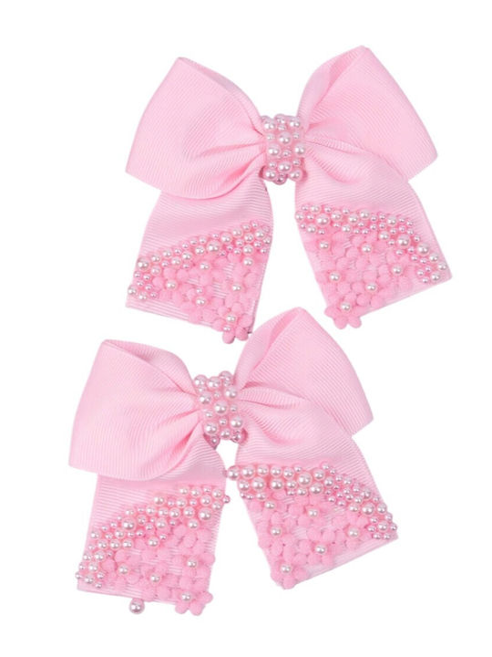 TakTakBaby Set of Kids Hair Clips with Rubber Band Multicolour in Pink Color 2pcs