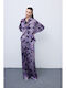 Femei Mauve Set cu Pantaloni Floral
