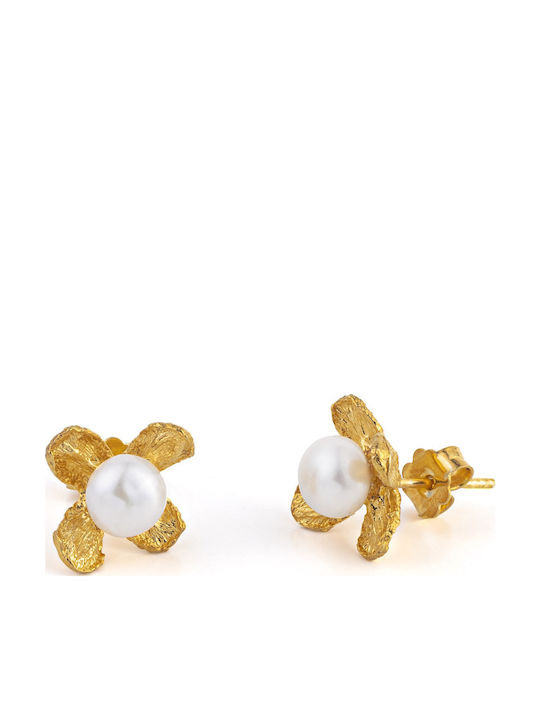 George Art Jewels Earrings made of Silver Gold Plated with Pearls