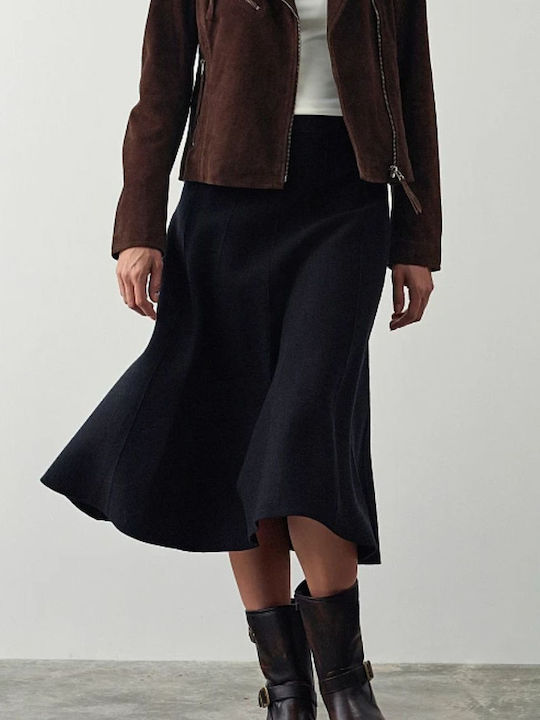 High-waisted Midi Skirt Black