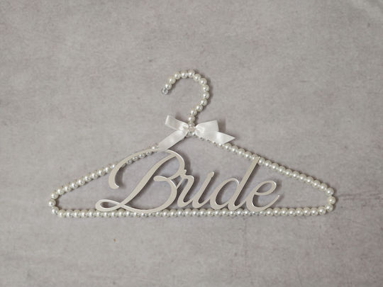 Κρεμάστρα Νυφικό Πέρλες Ασημί Καθρέφτη Plexiglass “bride” Σατέν Κορδέλα
