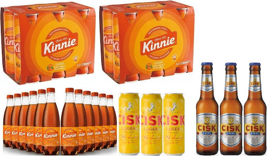 12 Kinnie 50cl 12x Kinnie 330ml 3x Cisk Lager 500ml 3x Cisk Excel 330ml