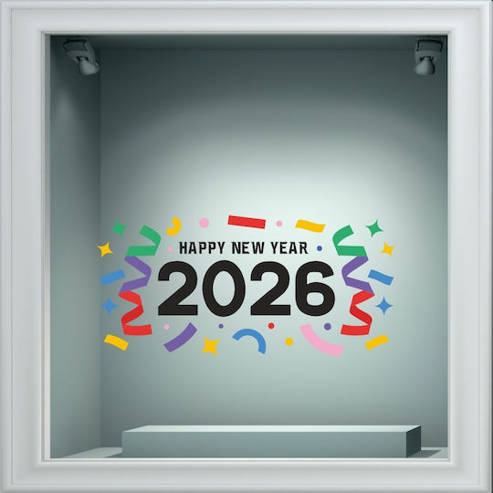 Αυτοκόλλητο Βιτρίνας - Happy New Year 2 - 50cm X 23cm