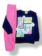 Kids Sweatpants Set Blue With Pink Bubblegum