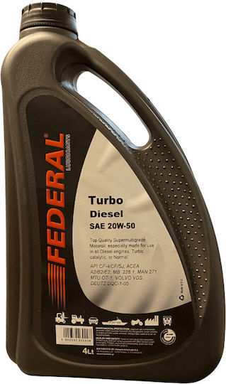 Federal Turbo Diesel Λάδι Αυτοκινήτου 20W-50 4lt 3092