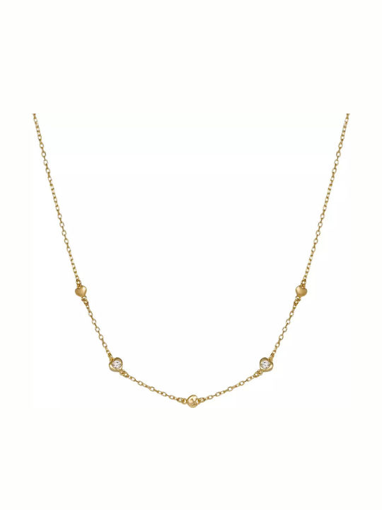 Vogue Necklace with design Heart from Gold Plated Silver with Zircon
