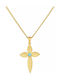 Women's Gold Byzantine Cross 14K Double Sided with Chain