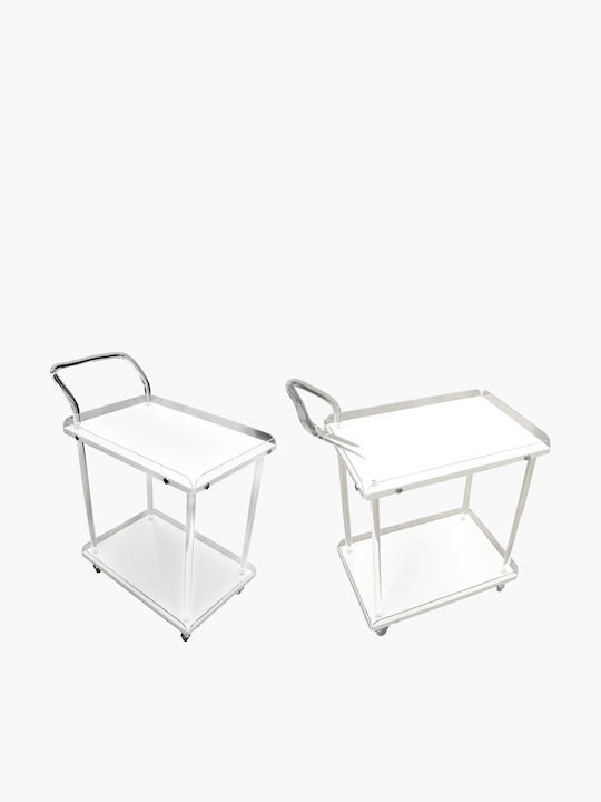 Paper Pack Τρόλεϊ Κουζίνας Ξύλινο 2 Θέσεων Ασημί 61x41x75cm