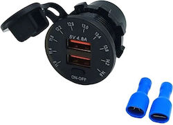 Φορτιστης Αυτοκινητου Usb Βολτομετρο 5v 4.8a Cc0139
