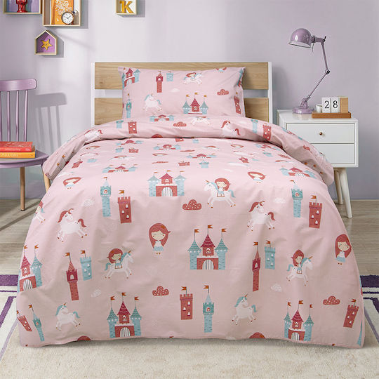 Lino Home Подредба Детско покривало Единично с калъфка за възглавница Pink 160x240cm